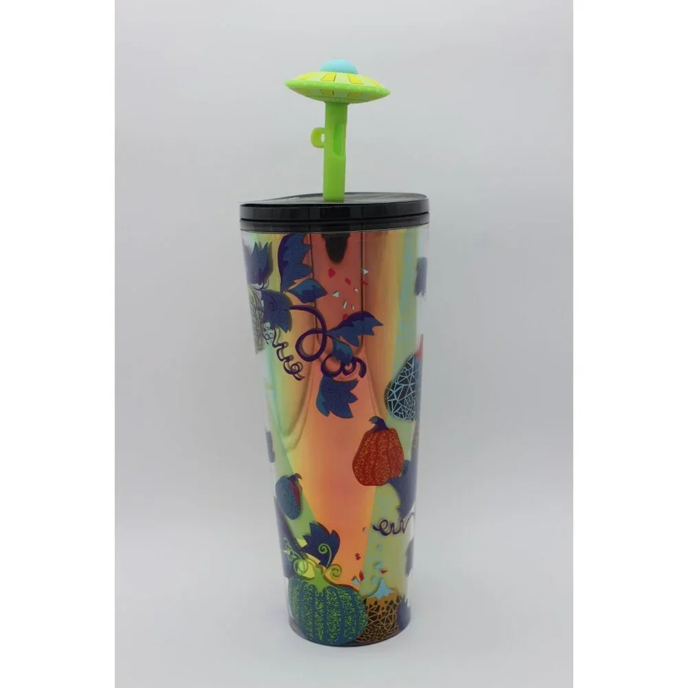 Starbucks 2024 Fall Halloween pumpkins UFO topper glow in the dark venti tumbler